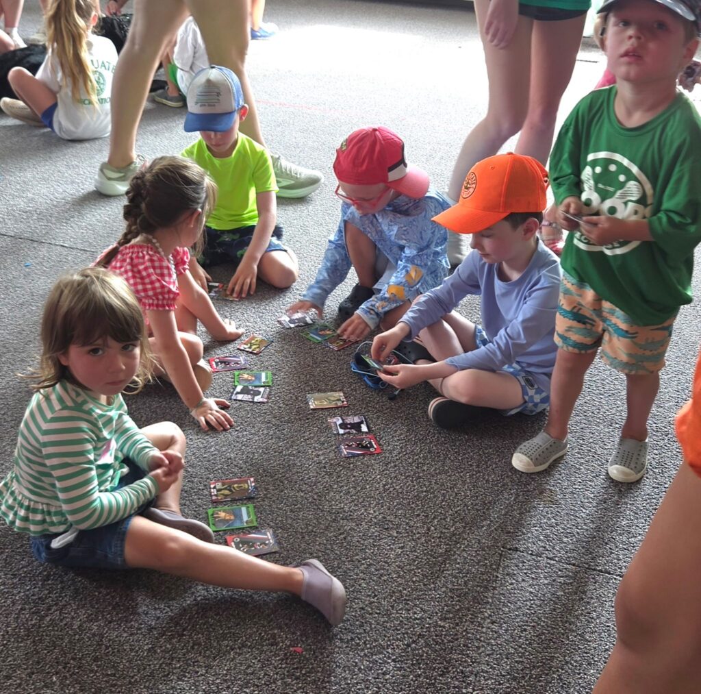 Kids with the comfort dog trading cards